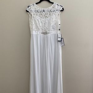 Adrianna Papell White Floor Length Gown